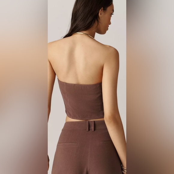 NWT ✨ Anthropologie 4th & Reckless Macie Linen-Blend Strapless Crop Top - Picture 2 of 10